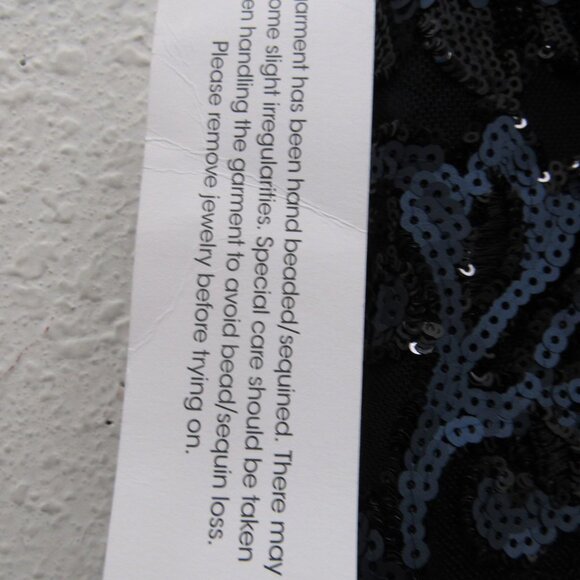 NWT hand-sequined Calvin Klein cowl-back cap sleeve dress, black, size 4 - Picture 6 of 6